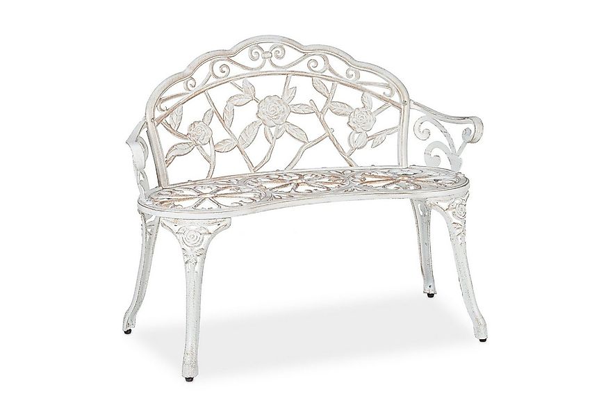 relaxdays Gartenbank Rosen Gartenbank weiß-bronze günstig online kaufen