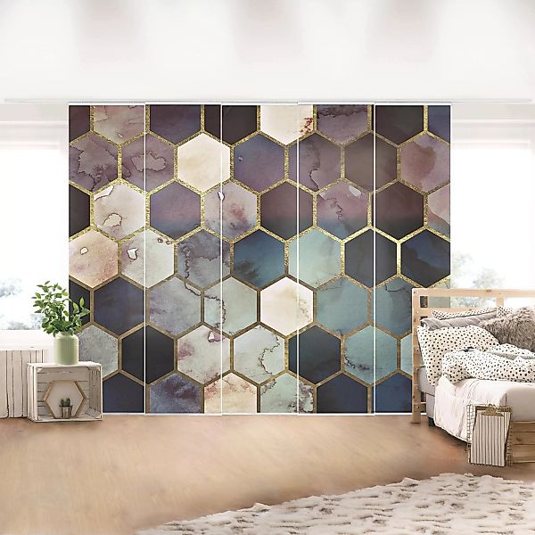 Schiebegardine Hexagonträume Aquarell Muster günstig online kaufen