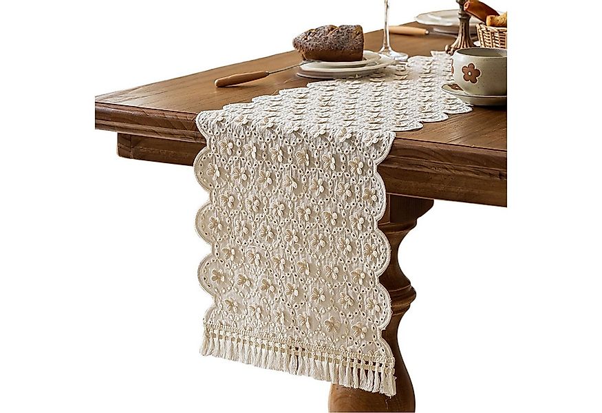 Refttenw Tischläufer Mode Blumen boho Tischläufer,Dreidimensionale Blumen,m günstig online kaufen