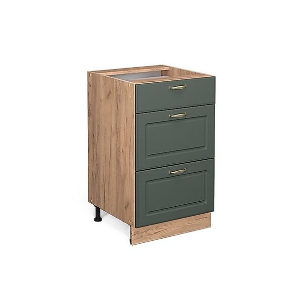 Vicco Küchenunterschrank Fame-Line Grün-Gold Landhaus/Goldkraft Eiche 50 cm günstig online kaufen