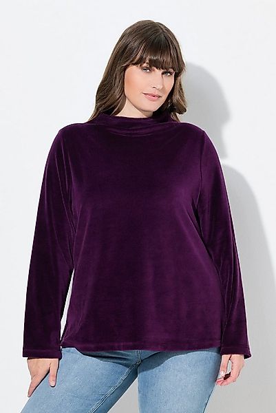 Ulla Popken Sweatshirt Samt-Sweatshirt A-Linie Stehkragen Langarm günstig online kaufen