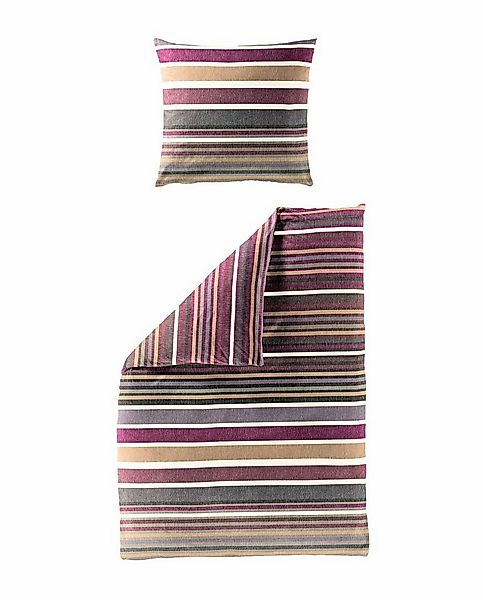 JACK Bettwäsche 135x200cm Streifen Lila Schwarz, Biber, 2 teilig, gestreift günstig online kaufen
