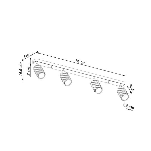 Deckenstrahler Karbon, schwarz, Länge 81 cm, Alu, 4-flg. günstig online kaufen