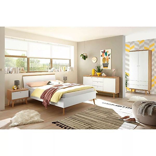 Lomadox Schlafzimmer Jugendzimmer Komplettset MAINZ-61 im Scandi-Look, weiß günstig online kaufen