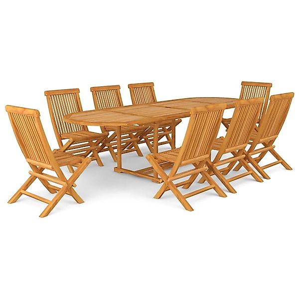 vidaXL 9-tlg Garten-Essgruppe Teak Massivholz Modell 3 günstig online kaufen