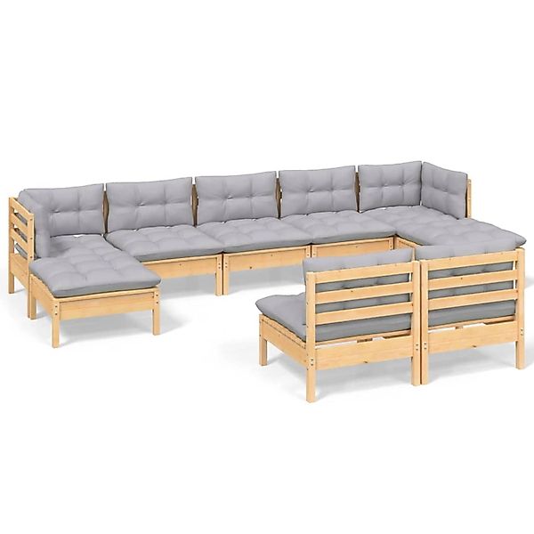 vidaXL 9-Tlg Garten-Lounge-Set mit Grauen Kissen Kiefernholz 3097102 günstig online kaufen
