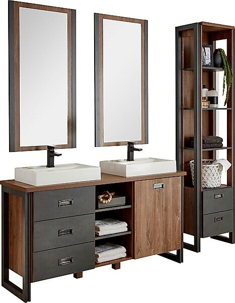 Home affaire Badmöbel-Set »Detroit, Bad im Industrialdesign, 3-teiliges Bad günstig online kaufen