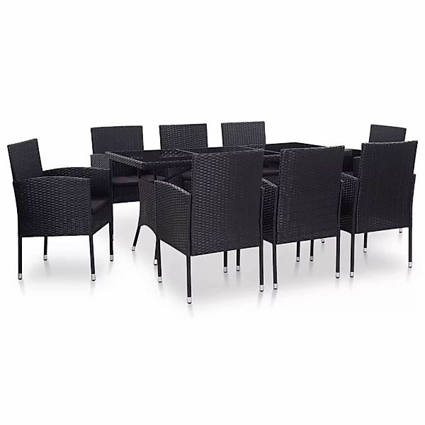 9-tlg. Garten-essgruppe Poly Rattan Schwarz günstig online kaufen