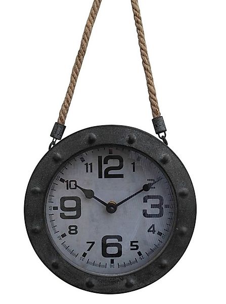 Deko-Impression Wanduhr Wanduhr / Uhr an Leinenkordel Loftstyle Eisen Grau- günstig online kaufen