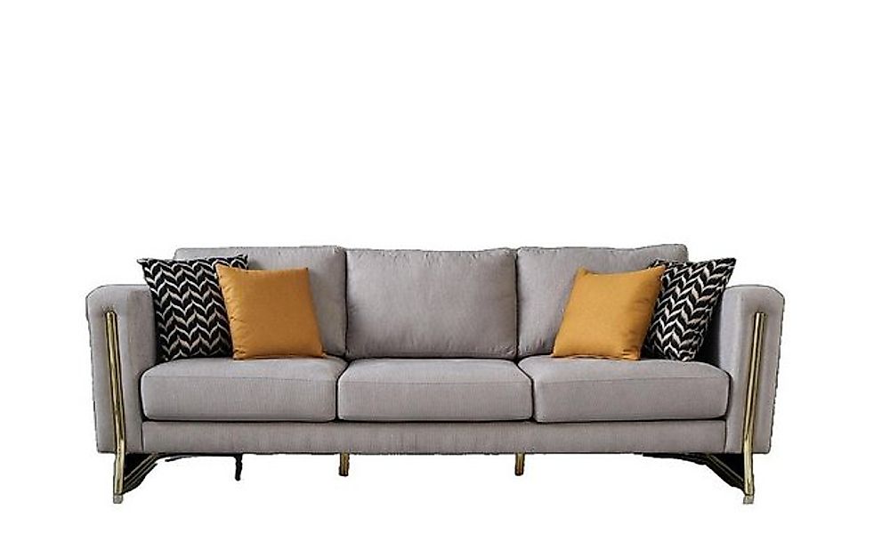 JVmoebel Sofa Grau Dreisitzer Sofa 3 Sitzer mit Zierkissen Polstersofa Mode günstig online kaufen