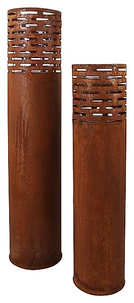 Dekoleidenschaft Bodenwindlicht Metall Windlichtsäule, Rost Finish, günstig online kaufen