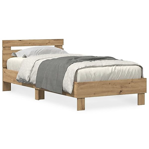 vidaXL Bett Bettgestell mit LED-Leuchten Artisan Eiche 100x200 cm (1-tlg) günstig online kaufen