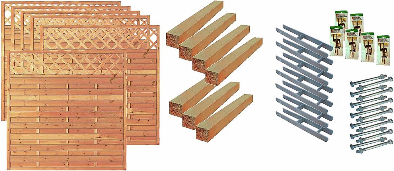 Tetzner & Jentzsch Dichtzaun "Memphis 4" 6 Elemente, LxH: 1143x180 cm günstig online kaufen