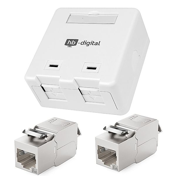 hb-digital Set Anschlussbox 2 Port Keystone Module CAT 6a günstig online kaufen