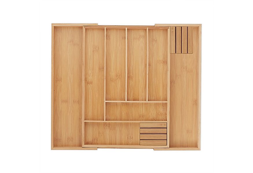 relaxdays Besteckkasten Ausziehbarer Besteckkasten aus Bambus günstig online kaufen