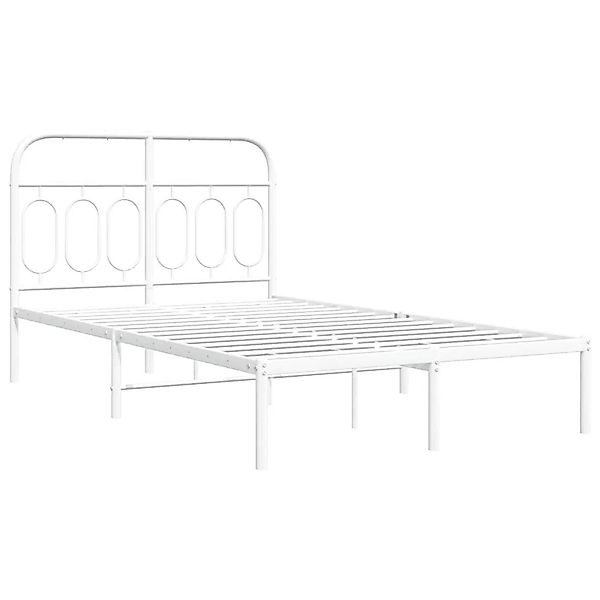vidaXL Bettgestell mit Kopfteil Metall Weiß 120x190 cm 377163 günstig online kaufen