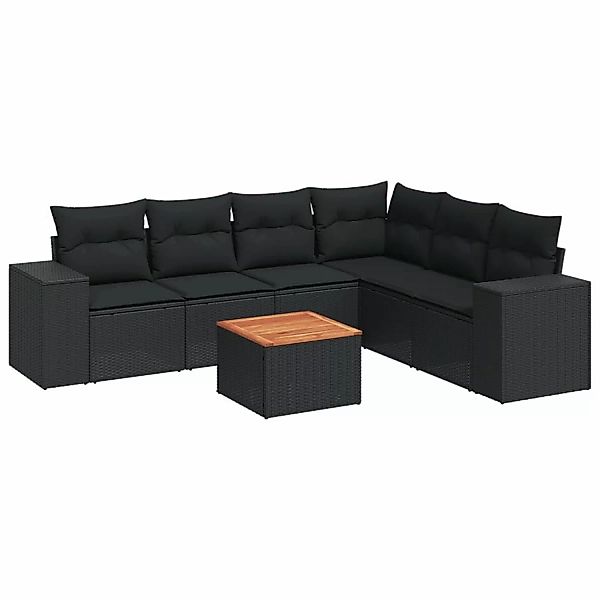 vidaXL 7-tlg Garten-Sofagarnitur mit Kissen Schwarz Poly Rattan Modell 88 günstig online kaufen