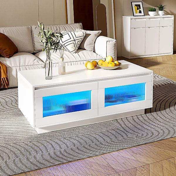 radelldar Couchtisch LED-Beleuchtung matt 108x50x40cm (1 günstig online kaufen