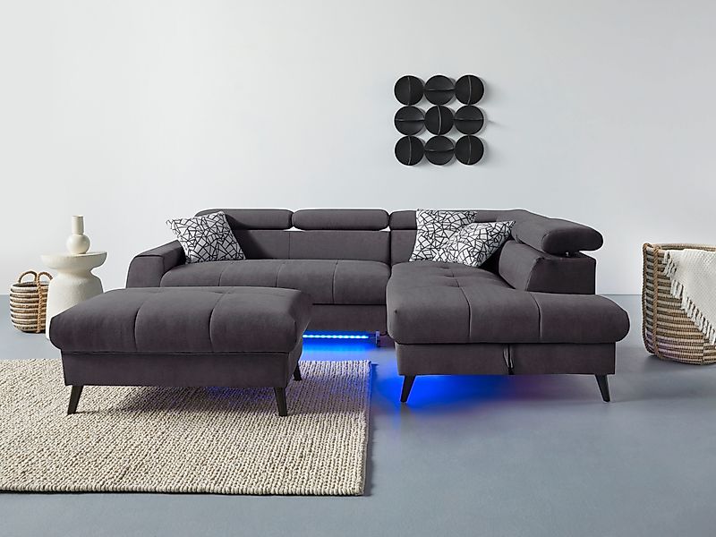 COTTA Ecksofa "Mia L-Form mit 3 Zierkissen" wahlweise mit Bettfunktion, Bet günstig online kaufen
