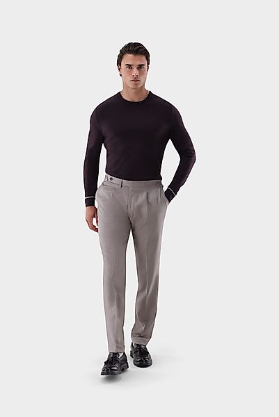 Rundhalspullover aus merzerisierter Merinowolle mit Farbdetail günstig online kaufen