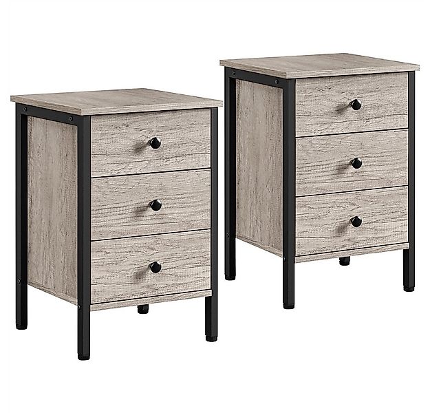 Yaheetech Nachttisch Beistelltisch mit 3 Schubladen (2-St), Nachtschrank Na günstig online kaufen