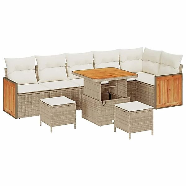 vidaXL Gartensofa-Set mit Kissen 11 Stk Beige und Creme Poly-Rattan 3365271 günstig online kaufen
