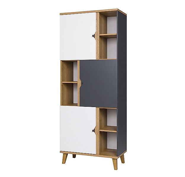 Lomadox Regal MARIBOR-132, 3-türig in Eiche mit graphit und weiß, B/H/T/ ca günstig online kaufen