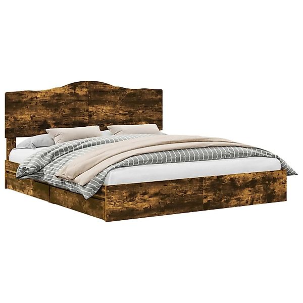 vidaXL Stauraumbett Räuchereiche 180 x 200 cm Holzwerkstoff 3413482 günstig online kaufen