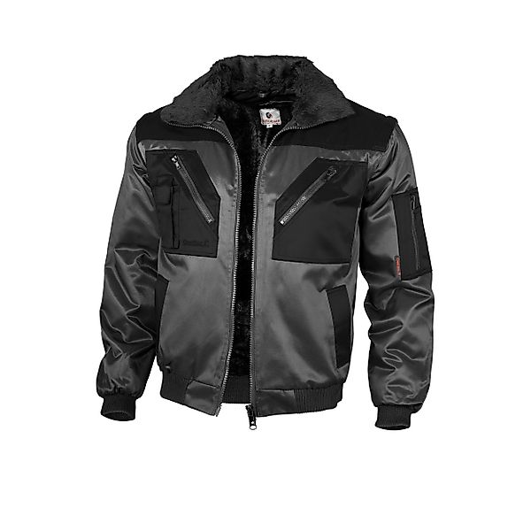 Qualitex Workwear Pilotenjacke Pilotenjacke zweifarbig grau/schwarz, günstig online kaufen
