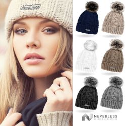 Neverless Bommelmütze Damen Strick-Mütze gefüttert Fell-Bommel günstig online kaufen