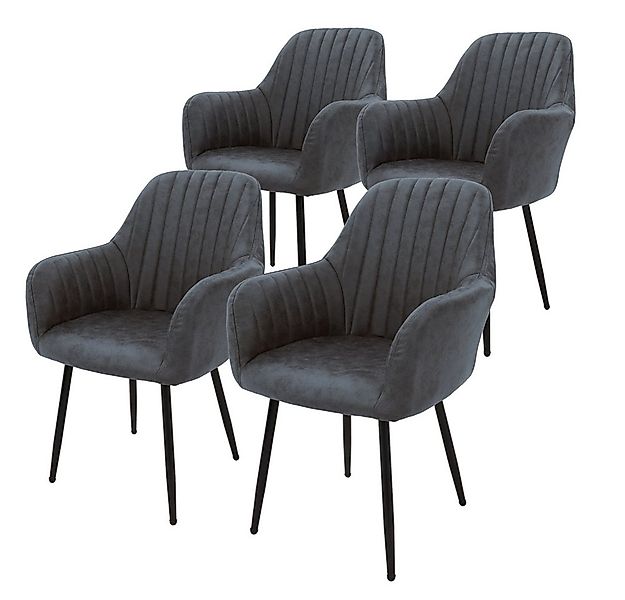 ML-DESIGN Stuhl Esszimmerstuhl mit Rücken- und Armlehnen Samt/Kunstleder Be günstig online kaufen