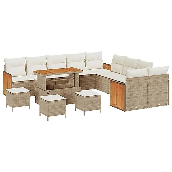 vidaXL Gartensofa-set mit Kissen 18-Tlg Beige und Creme Poly-Rattan 3365321 günstig online kaufen