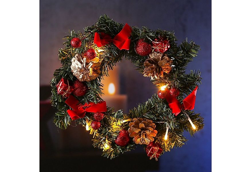 MARELIDA Dekokranz LED Tannenkranz Türkranz Weihnachtskranz D: 30cm 10 LED günstig online kaufen