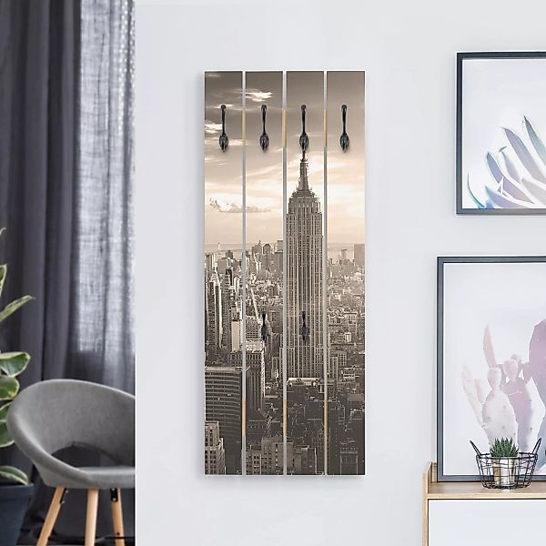 Wandgarderobe Holzpalette Manhattan Skyline günstig online kaufen