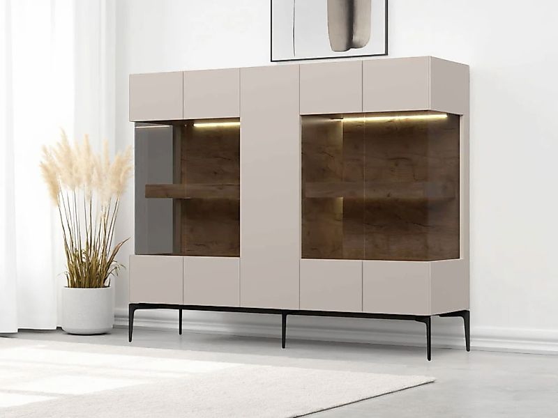 OTTO home Highboard "Sky45 Kommode mit Glastüren, Höhe 142 cm" Vitrine, Lac günstig online kaufen