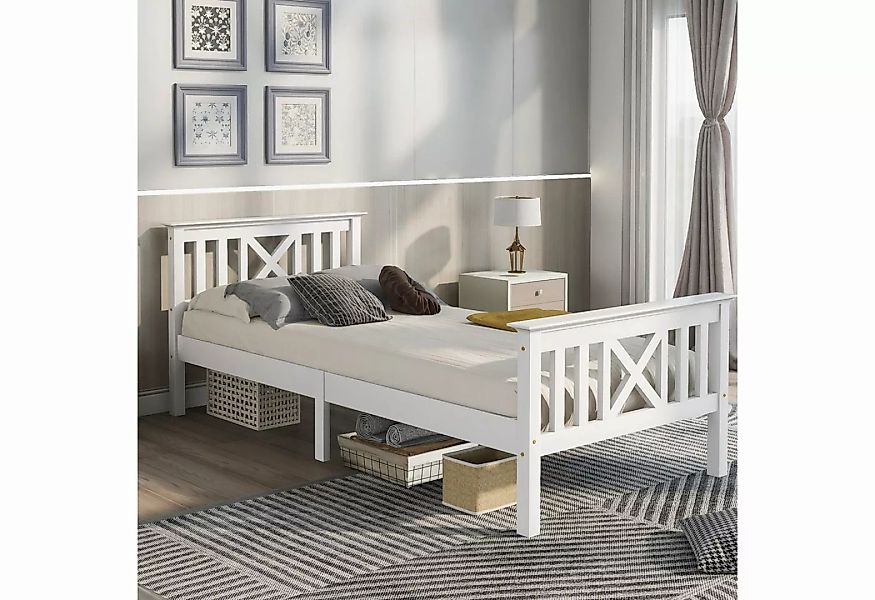 OKWISH Kinderbett Holzbett (aus Bettgestell mit Lattenrost Holzbett mit Kop günstig online kaufen