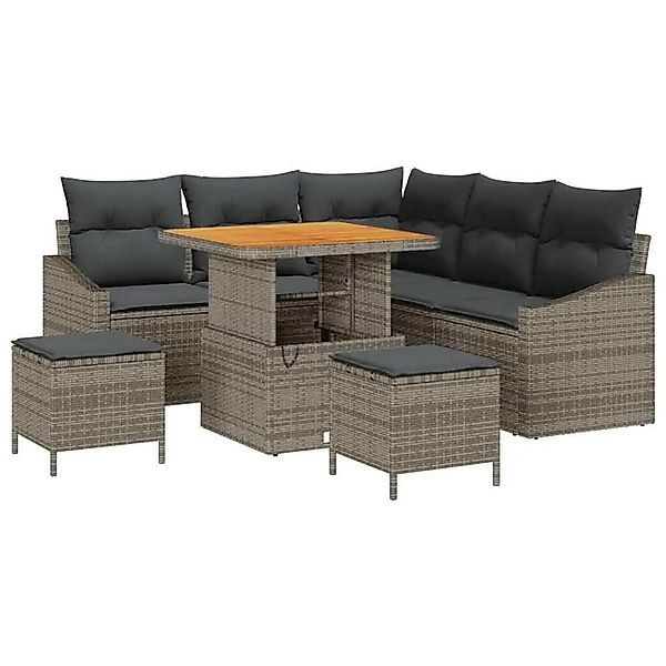 vidaXL Gartensofa-Set mit Kissen mit Speicher 8 Stk Grau Poly Rattan 336460 günstig online kaufen