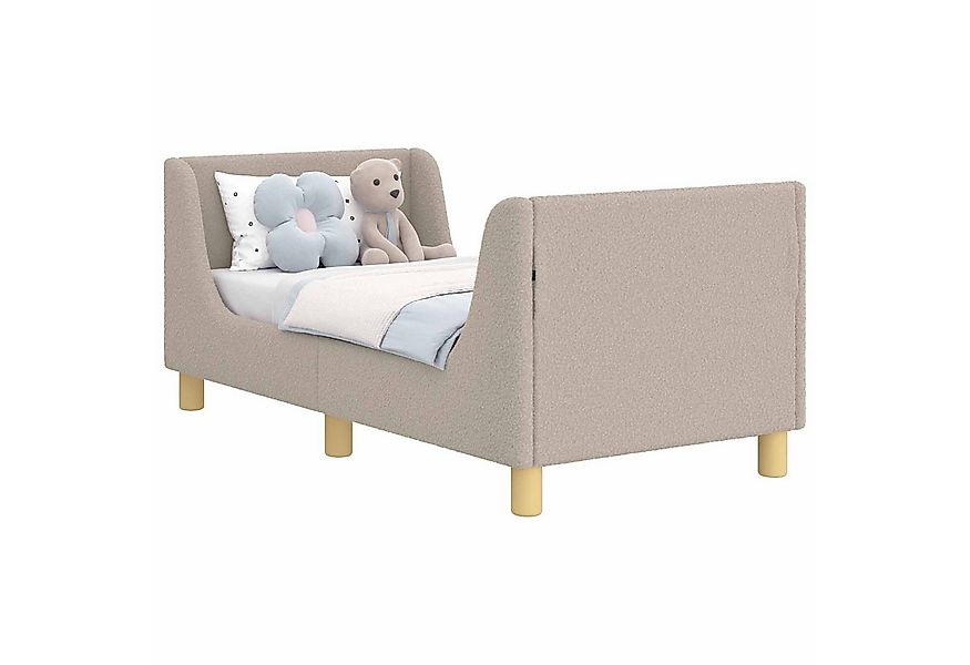 vidaXL Bett Kinderbettgestell mit Kopfteil Hellgrau 70 x 140 cm Schafstoff günstig online kaufen