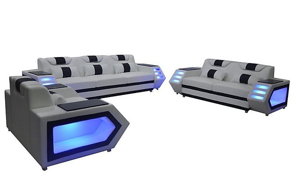 JVmoebel Sofa Sofa Couch Sitz Polster Komplett Gruppe Set Leder Garnitur 3+ günstig online kaufen