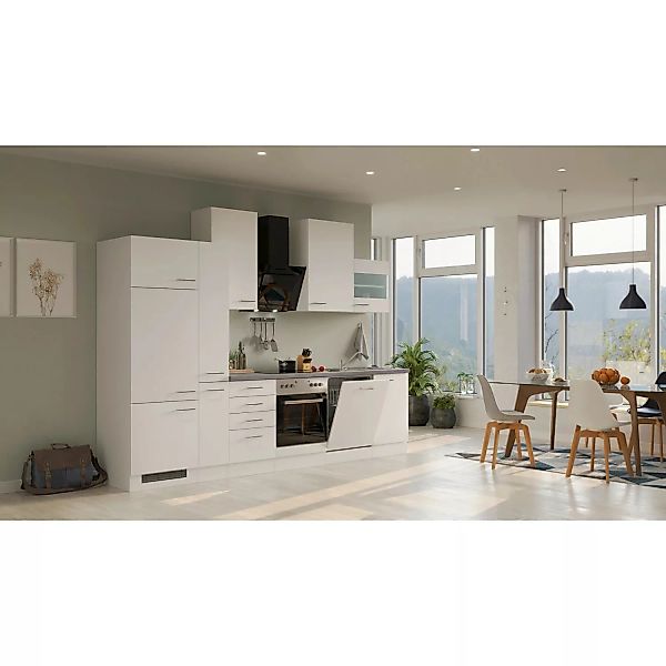 Flex-Well Exclusiv Küchenzeile Joelina 310 cm Weiß matt - Beton Grau günstig online kaufen