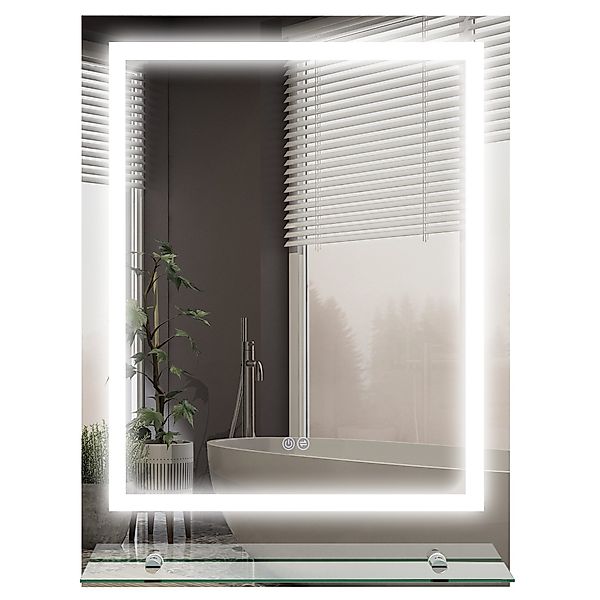 Kleankin Badspiegel Kunststoff Hartglas Transparent 70L x 50B x 2,7H cm günstig online kaufen