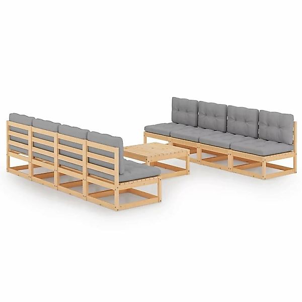 9-tlg. Garten-lounge-set Mit Kissen Kiefer Massivholz günstig online kaufen