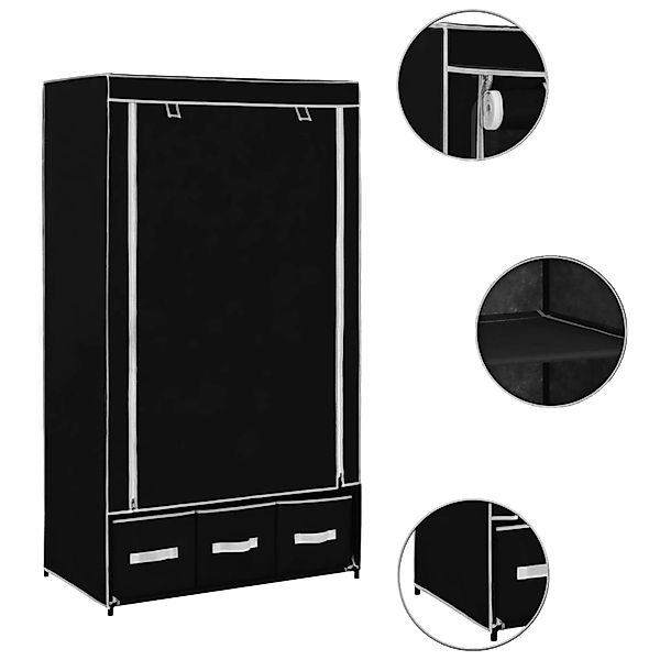 Kleiderschrank Schwarz 87 X 49 X 159 Cm Stoff günstig online kaufen