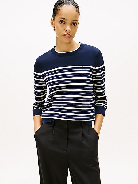 Tommy Hilfiger Rundhalspullover CO JERSEY STITCH LS C-NK SWT mit Logosticke günstig online kaufen