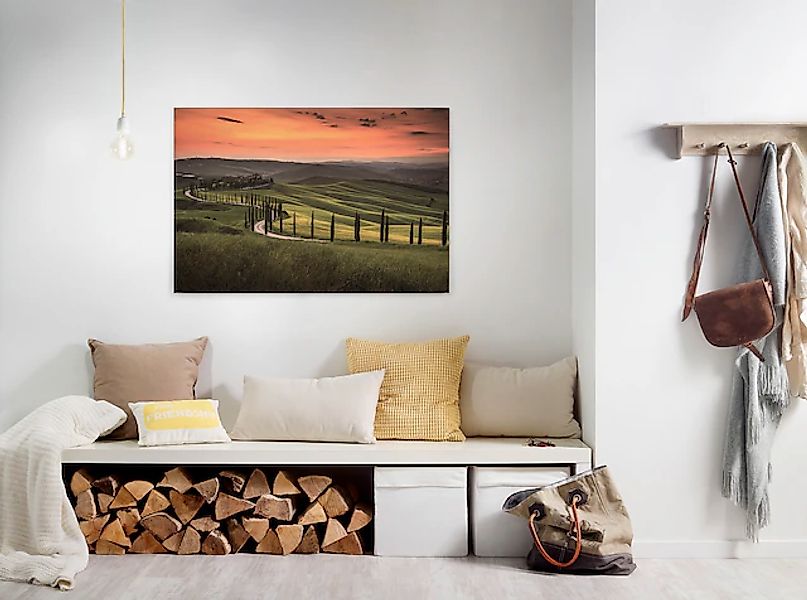 Bricoflor Leinwand Mit Toskana Im Sonnenuntergang Landschaft Wandbild In Gr günstig online kaufen