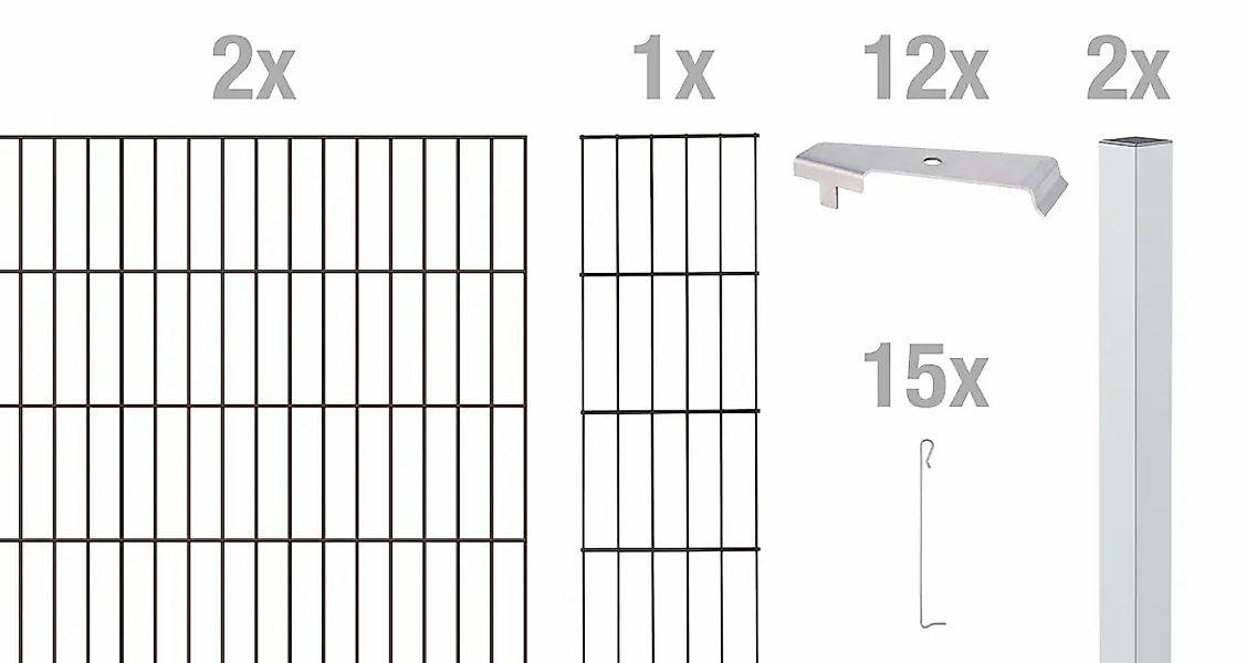 Alberts Gabionenzaun "Cluster-Gabionen Anbauset", anthrazit, 2 m breit, ver günstig online kaufen