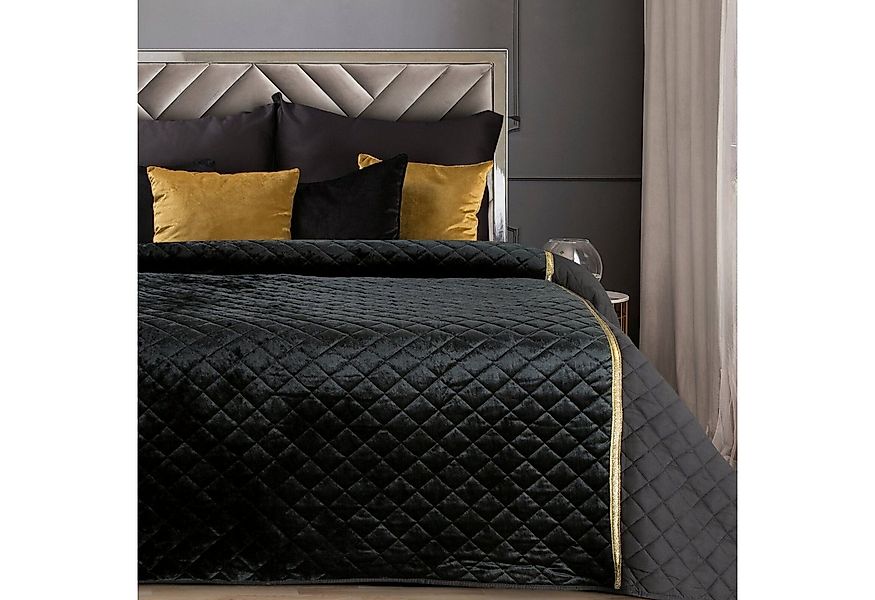 Eurofirany Tagesdecke Kristi, Steppdecke Samtdecke Karomuster Weicher Überw günstig online kaufen