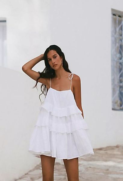 SEGUEN Sommerkleid Sommer Trägerkleider Layered Ruffle Dresses (Tortenrock günstig online kaufen