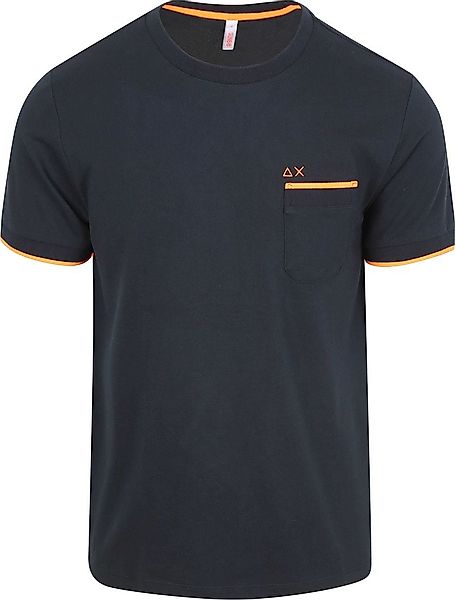 Sun68 Piqué T-Shirt Fluo Stripe Navy - Größe XL günstig online kaufen