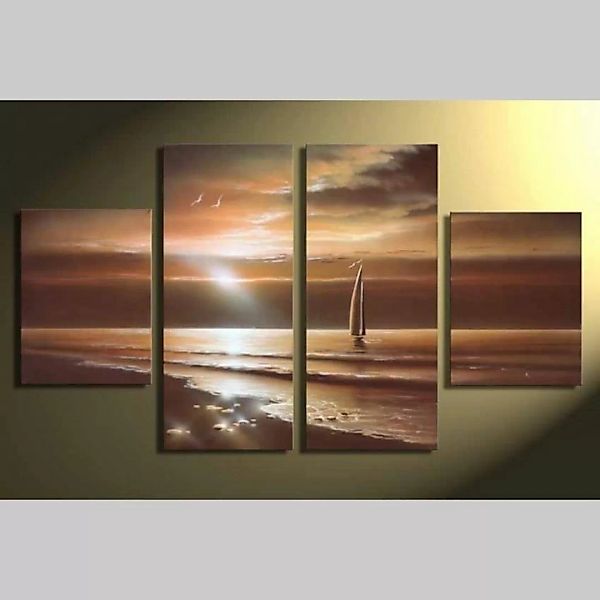 4 Leinwandbilder SONNENUNTERGANG (2) 120 x 70cm Handgemalt günstig online kaufen